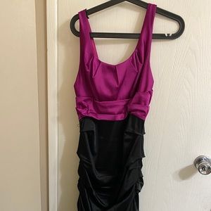 Le Chateau Ruched Satin Wiggle dress